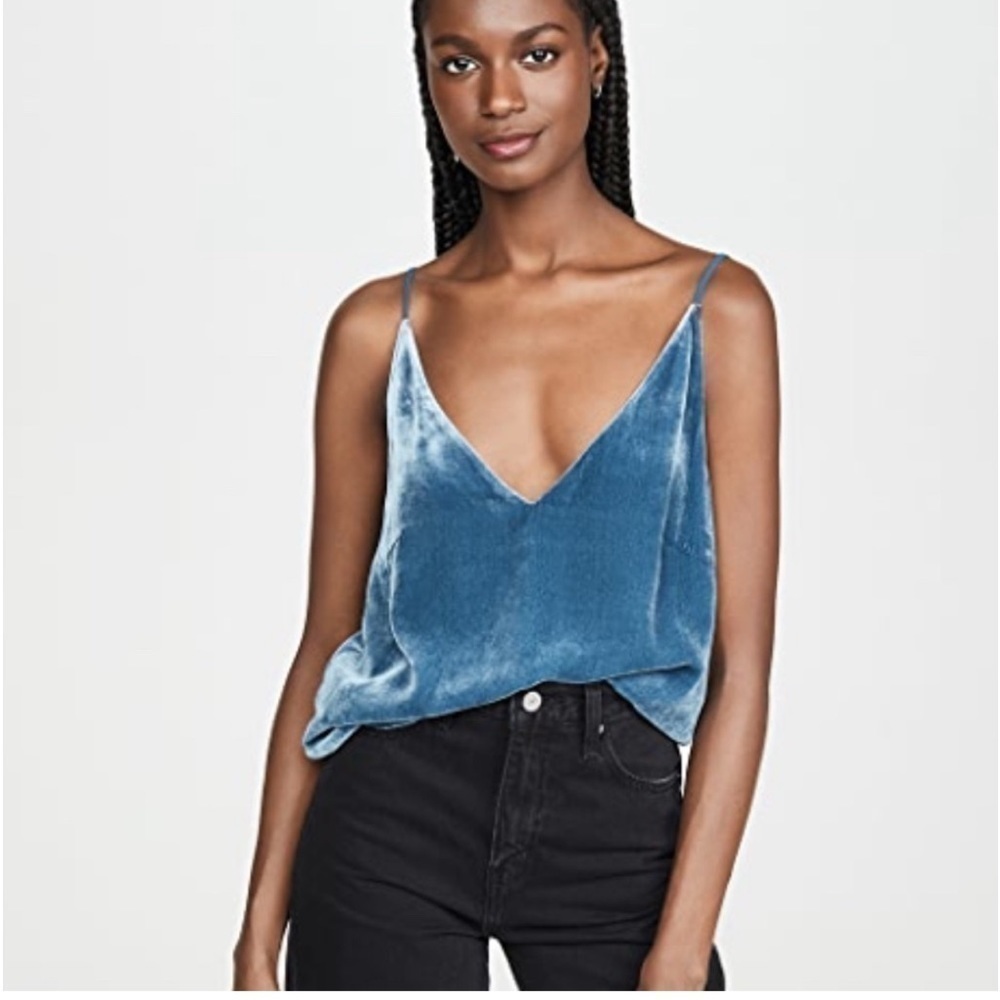 L'AGENCE Gabriella Velvet Camisole in Cortez Blue NWT